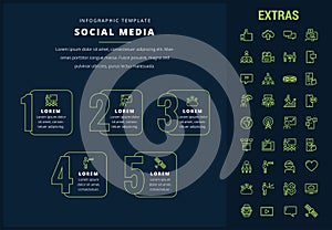 Social media infographic template, elements, icons