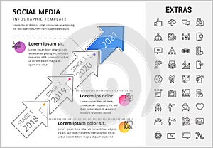 Social media infographic template, elements, icons