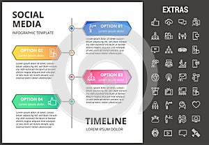 Social media infographic template, elements, icons
