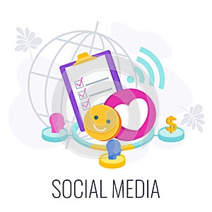 Social Media Infographics Pictogram. Flat vector illustration.