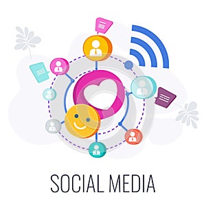 Social Media Infographics Pictogram. Global association of people of interest.