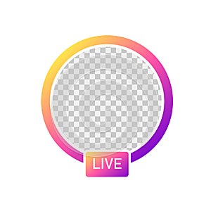 Social media.Instagram icon avatar stories.LIVE stories User video with colorful gradient on isolated background. vector eps10