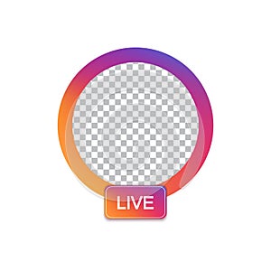 Social media Instagram icon avatar stories user LIVE video streaming colorful gradient.