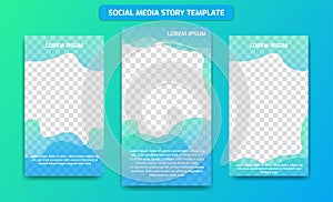 Social media instagram story design template in Fresh ocean gradient color mix of blue and green