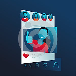 Social media interface in abstract style