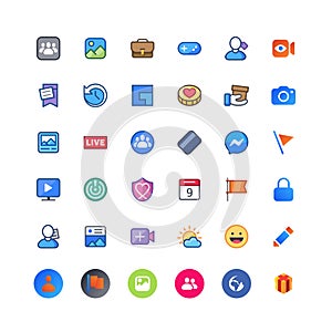 social media interface application icons