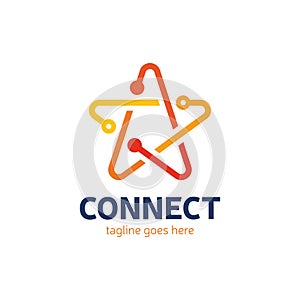 Social media, internet, people connect star logotype network ide