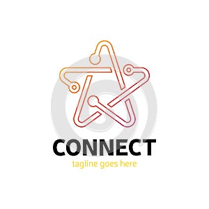 Social media, internet, people connect star logotype network ide