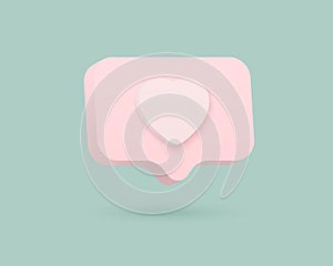 Social media like icon 3D Vector Illustration. Message bubble vector illustration. 3D Isolated vector illustration