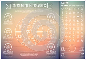 Social Media Line Design Infographic Template