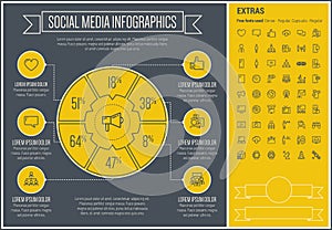 Social Media Line Design Infographic Template