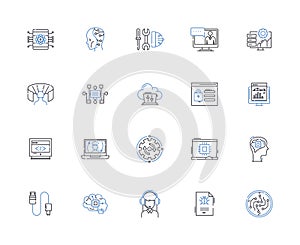 Social media line icons collection. Instagram, Twitter, Facebook, Snapchat, TikTok, LinkedIn, Pinterest vector and photo