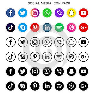 Collection of social media icons and logos