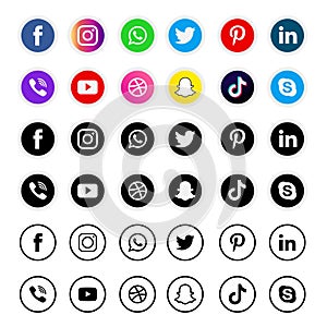 Collection of social media icons and logos