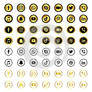 Gold & black social media icons set