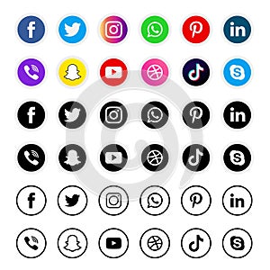 Collection of social media icons and logos