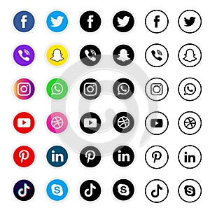 Collection of social media icons and logos