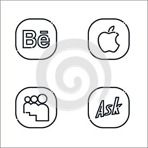 social media logos line icons. linear set. quality vector line set such as ask, myspace, apple