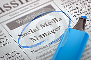 Social Media Manager Hiring Now. 3D.