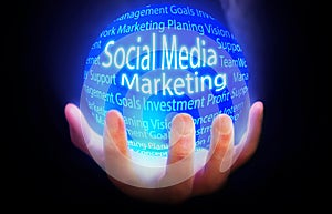 Social Media Marketing blue background plan