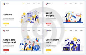 Social media marketing, data analysis technology vector illustrations with flat cartoon modern analyzing development photo