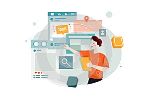Social Media Marketing Illustration concept. Can use for web banner, infographics, hero images. Flat illustration isolated on whit