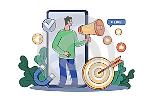 Social Media Marketing Illustration concept on white background