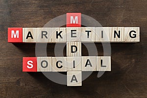 Social media marketing word made from crossword