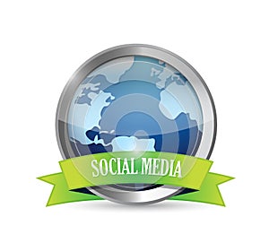 Social media metallic seal illustration