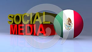 Social media with mexico flag on blue
