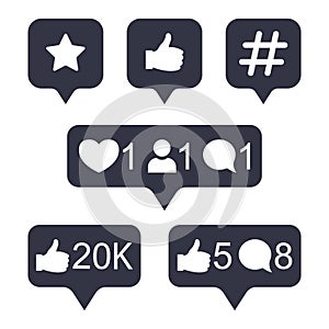 Social media modern button in golden gradient color. Like, follower, comment button, icon, symbol, ui, app, web. Vector