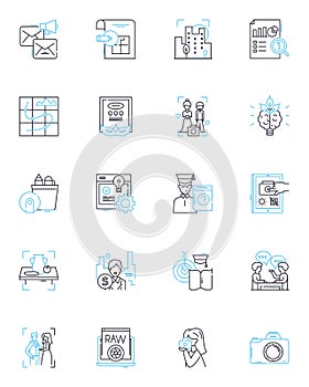 Social media and nerking linear icons set. Connections, Communication, Engagement, Collaboration, Likes, Shares