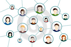 Social media network. Connected people icons. Vector illustration