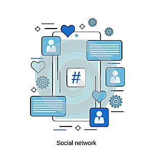 Social media, network, live chat vector concept