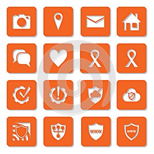 Social media, network security and settings icons