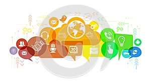 Social media network talk and speech bubbles illustration