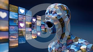 Social Media : online discourse, virtual sphere, content stream, media link, network bond, digital realm, internet flow photo