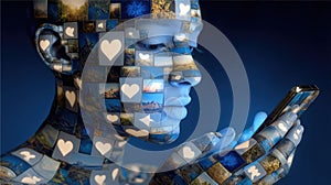 Social Media : online discourse, virtual sphere, content stream, media link, network bond, digital realm, internet flow photo