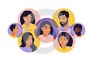 Social media people connection concept. Vector illustration. Flat