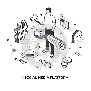 Social Media Platform Isometric Scene