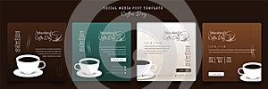 Social media post template with coffee illustration design for coffee day or advertisement design