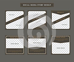 Social media post template in vintage retro artdeco victorian style theme with paragraph and issue title text set photo