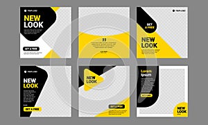 Social media Post Template Yellow editable Banner Square