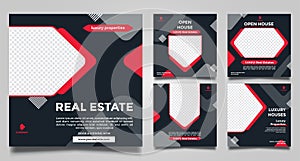 Social media post templates of Real estate open house.