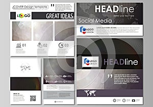 Social media posts set. Business templates. Easy editable design template, vector layouts in popular formats. Dark color