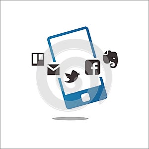 social media rounding gadget smartphone mobile phone logo vector icon design
