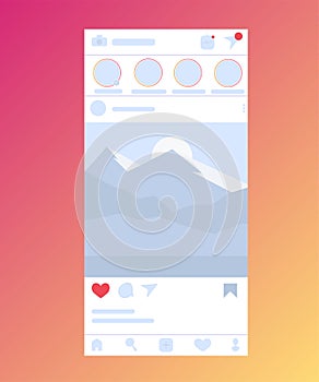 Social media screen isolated on background