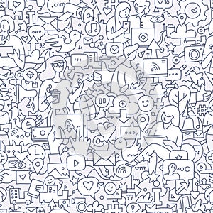 Social Media Seamless Doodle Pattern