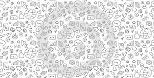 Social media sketch seamless doodle pattern