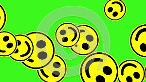 Social Media Smiley Face icon floating from left to right with green screen